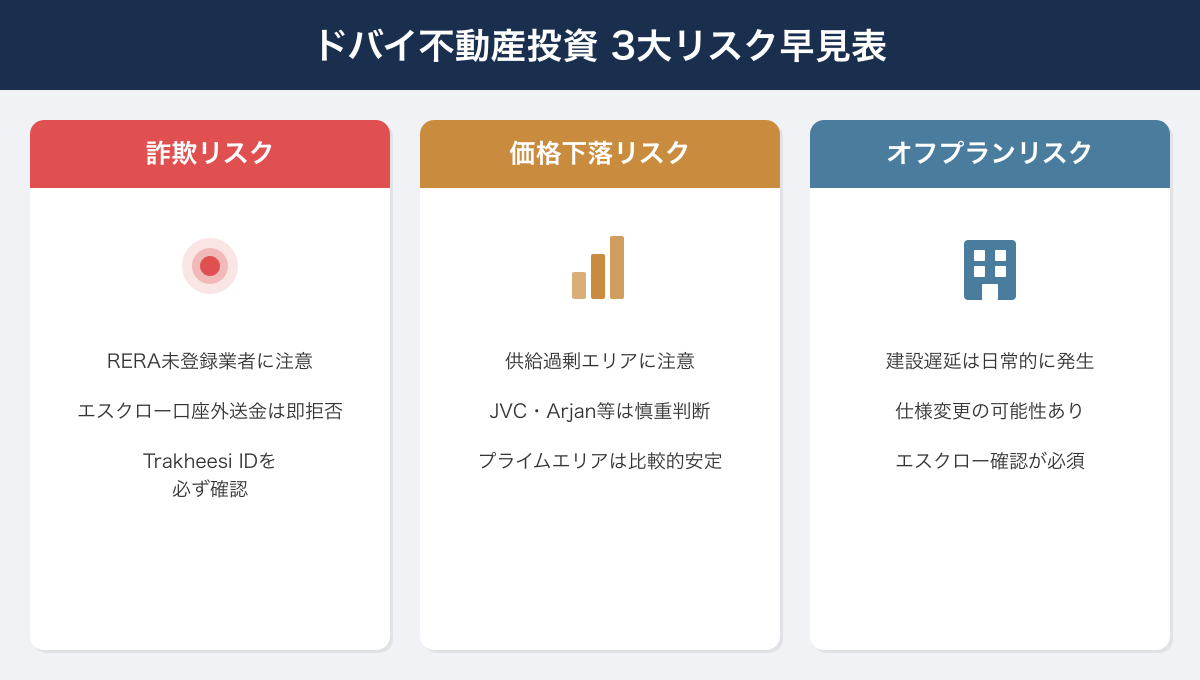 ドバイ不動産投資 3大リスク早見表